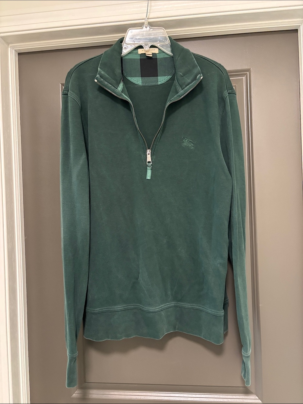 Burberry green quarter zip L
